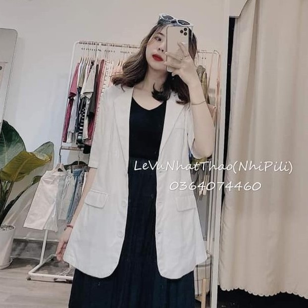 [Mã WASTMAY giảm 15% tối đa 30K đơn 150K] Áo blazer - áo vest nữ tay lỡ shynstores vải đũi 2 cúc dày dặn có túi trước | BigBuy360 - bigbuy360.vn
