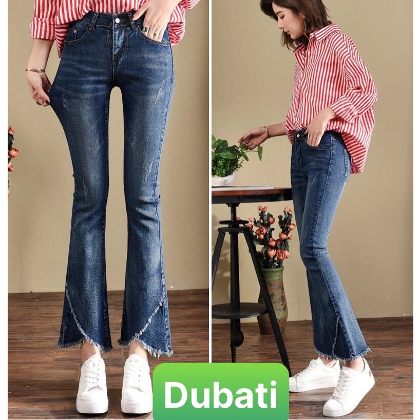 Quần jean ống loe lưng cao,Quần bò ống loe nữ dáng dài sang chảnh,co giãn 4 chiều mặc rất thoải mái D-82- DUBATI FASHION