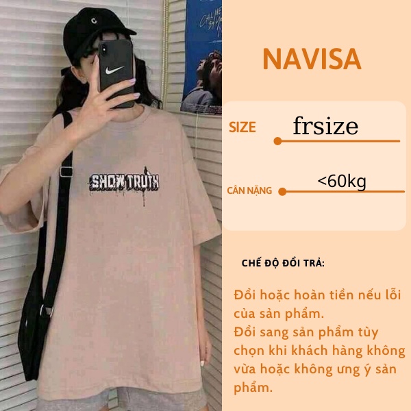 Áo phông nữ unisex form rộng tay lỡ in hình cổ tròn NAVISA AT10