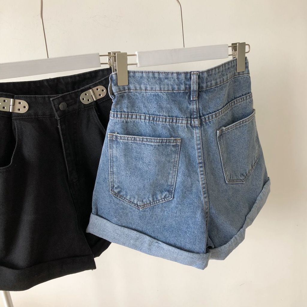 Quần Short Denim Lưng Cao Ống Rộng Size Lớn Thời Trang Mùa Hè Cho Nữ