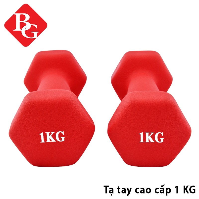 BG Cặp tạ tay 1KG RED cao cấp lõi thép đặc, bọc cao su nhám Thái Lan