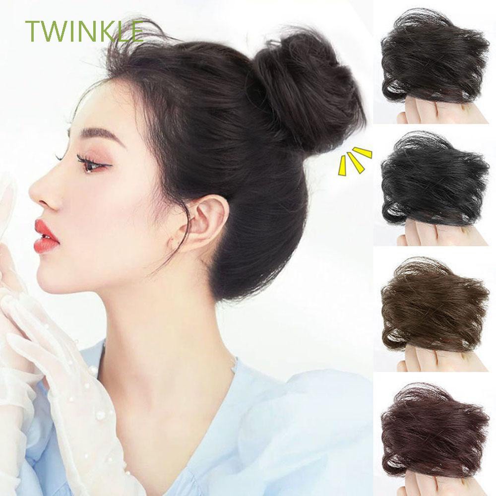 TWINKLE Natural Hair Tie Wig Ball Invisible Hairpiece Ball Hair Wig Curls Women With Toupee Straight Hair Seamless Real Hair Hair Extensions/Multicolor