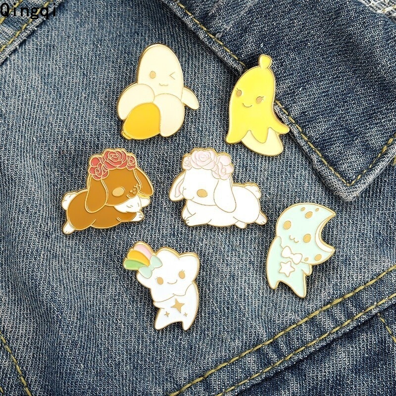 Ghim cài áo Miss Zoe hình trái chuối / mặt trăng / ngôi sao / cún hoạt hình dễ thương