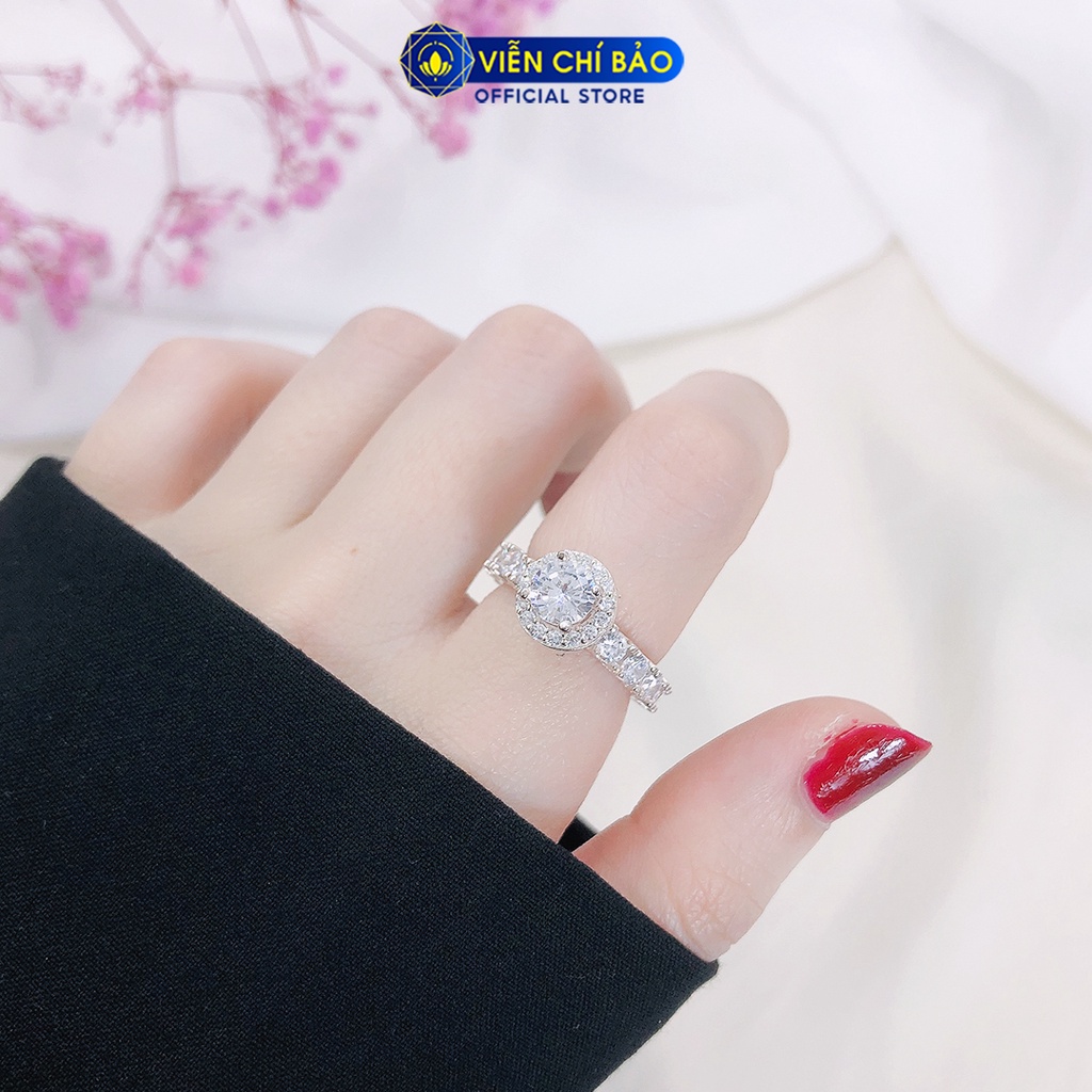 Nhẫn bạc nữ thời trang đính đá trắng bạc S925 thời trang phụ kiện trang sức nữ trẻ trung Viễn Chí Bảo N400130x