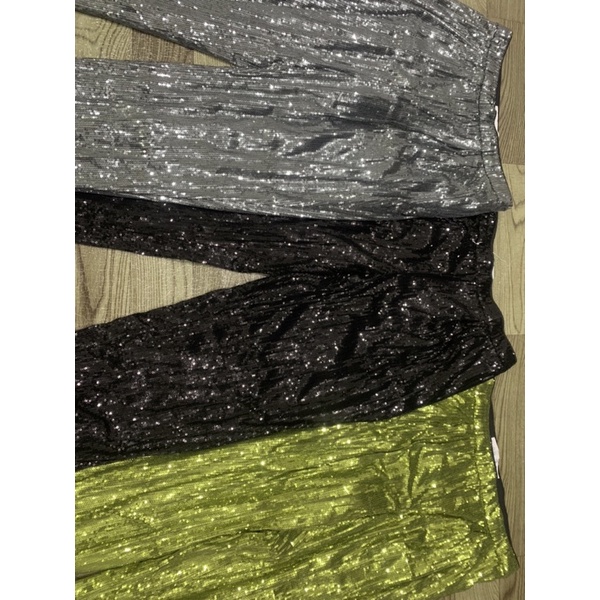 Quần sequin cạp thun dáng baggy xuất xịn