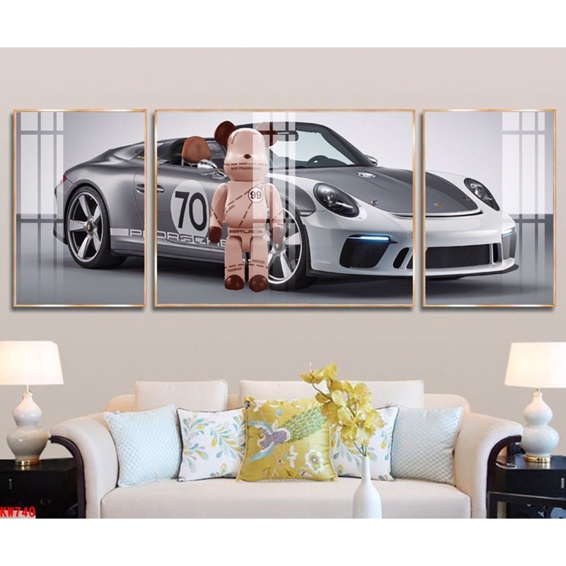 Tranh tráng gương cao cấp gấu kaws/ bearbrick