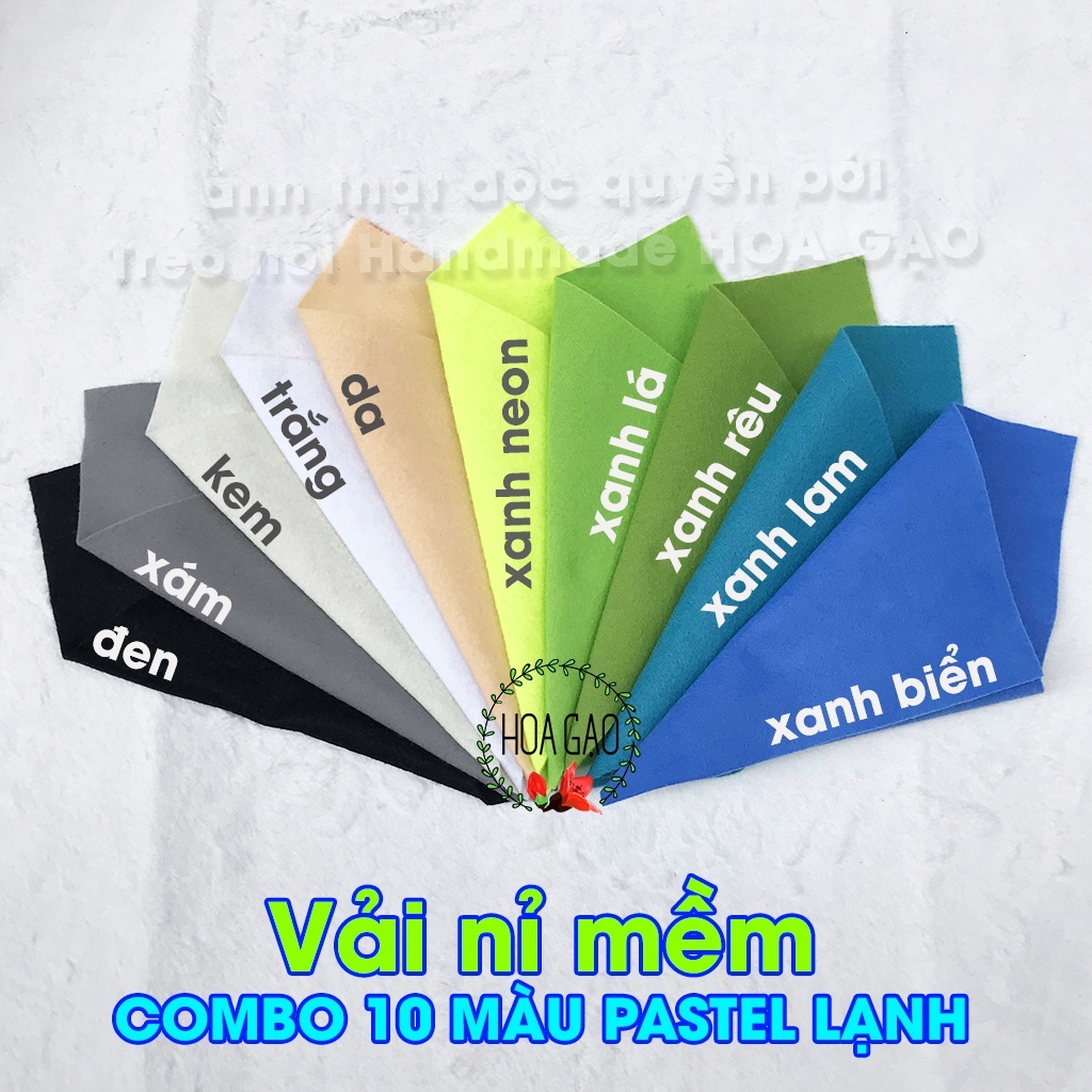 Combo set vải dạ vải nỉ mềm làm đồ handmade HOA GẠO GNMB 30 tấm handmade nguyên liệu dễ cắt diy giá rẻ