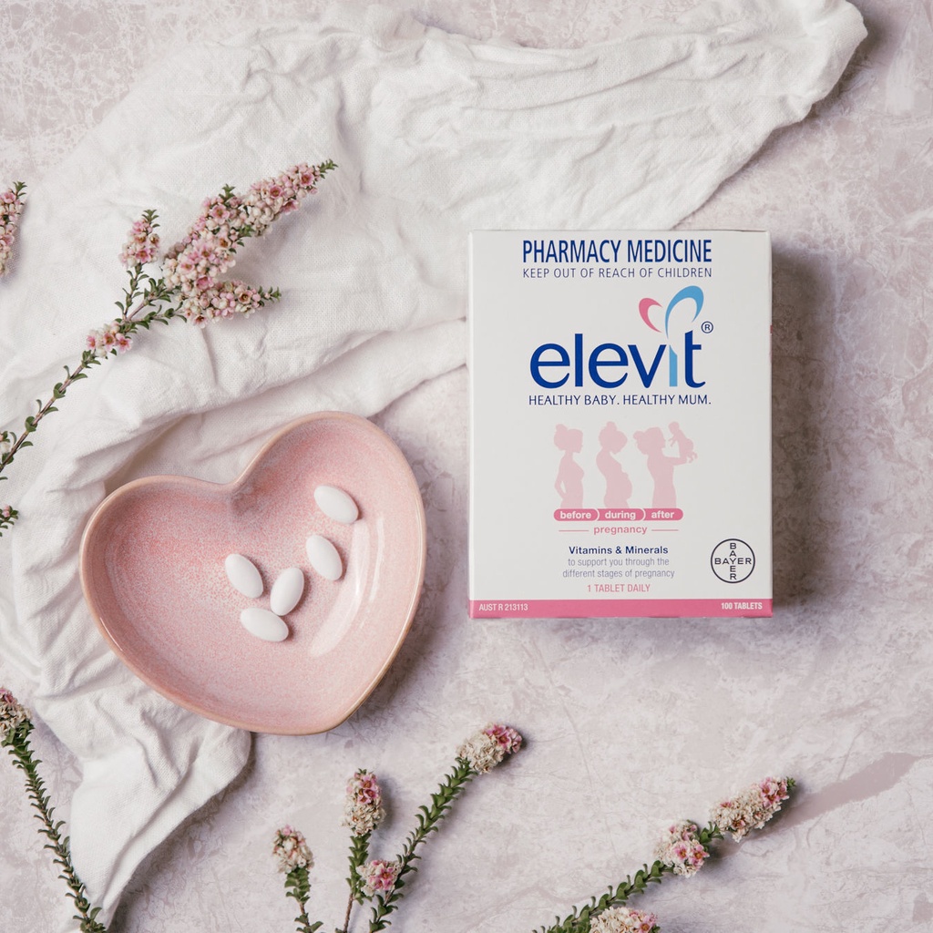 [Elevit bầu Úc] Vitamin tổng hợp Elevit pregnance multivitamin 100 viên dành cho bà bầu trước, trong và sau khi sinh Úc