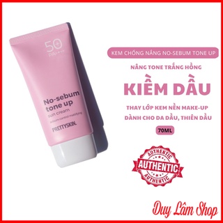 Kem Chống Nắng Cho Da Dầu Mụn Pretty Skin 70g - Kcn No sebum Tone Up Nâng Tone Trắng Hồng, Kiềm Dầu