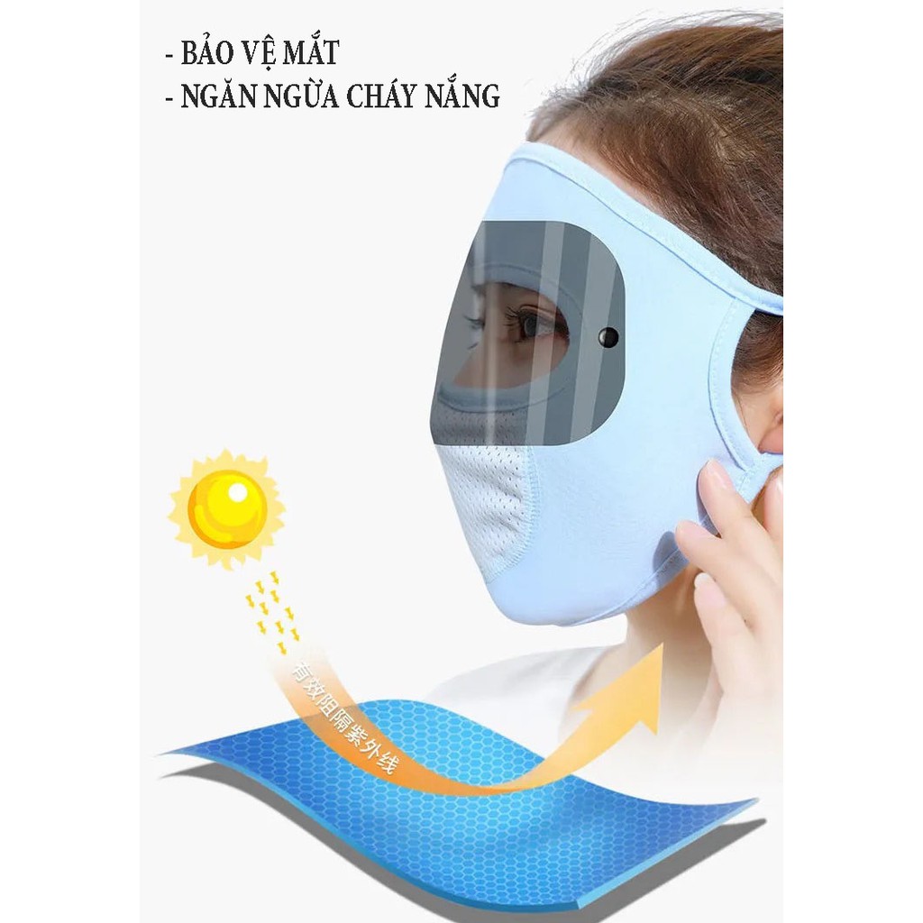 [CAO CẤP[ Mặt nạ bảo vệ toàn diện, kính bảo hộ kiêm khẩu trang chống nắng, khẩu trang ninja chống tia UV