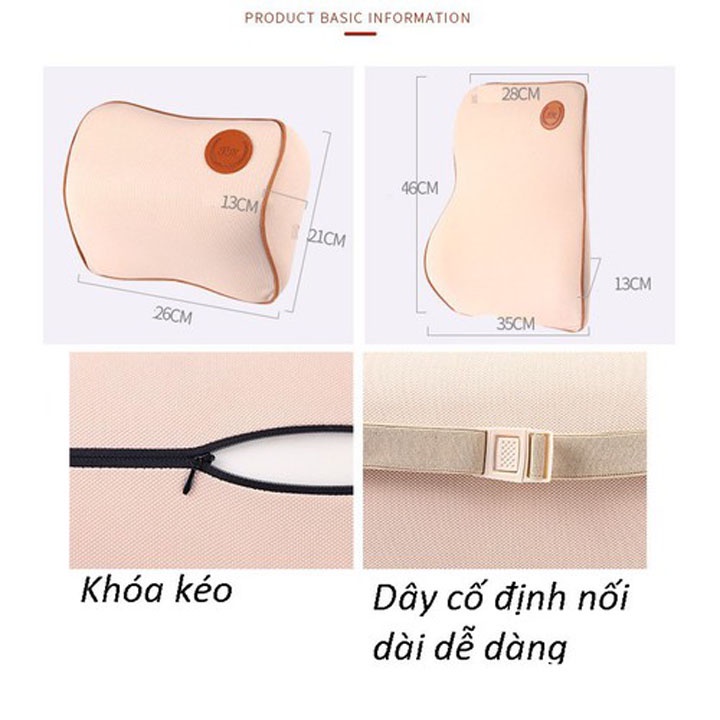 Gối tựa đầu chất liệu vỏ nỉ cotton có khóa kéo - lõi ruột cao su non tự nhiên cao cấp ( 4 màu) | BigBuy360 - bigbuy360.vn