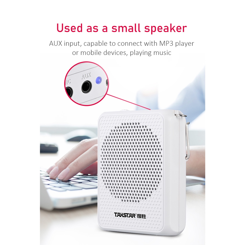 Bộ Khuếch Đại Âm Thanh TAKSTAR E126A Mini Có Thể Sạc Lại Kèm Micro Và Thắt Lưng Hỗ Trợ Dạy Học