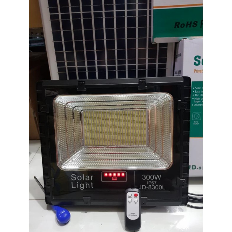 [JD 300W Hàng JINDIAN Chính hãng] Đèn Pha năng Lượng Mặt Trời Solar light JINDIAN 300W JD8300L- Electric24h