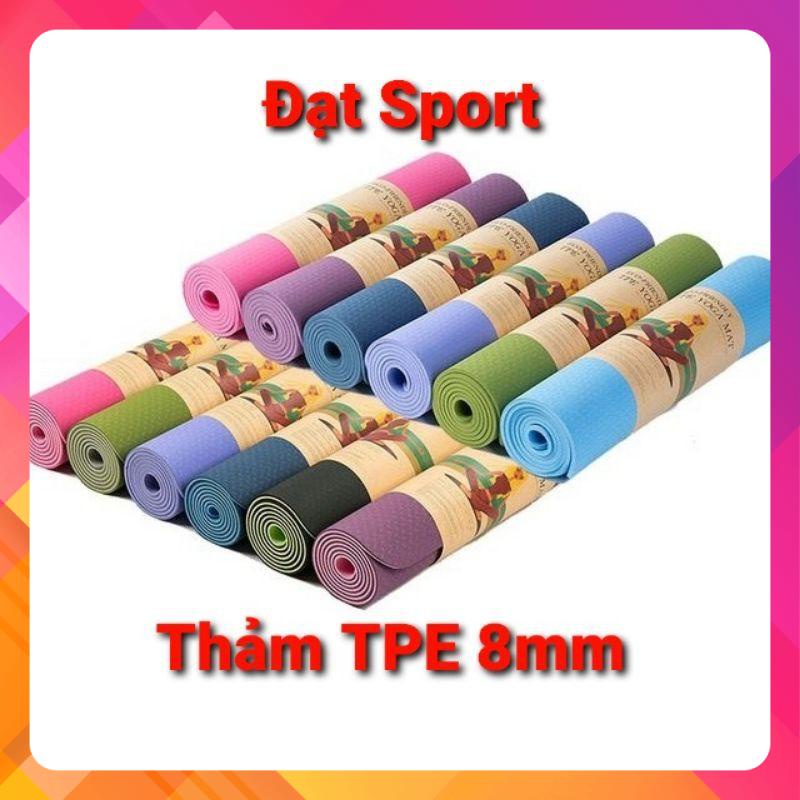 Thảm TPE 2 Lớp - 8mm , Tập Gym , Yoga , Bề Mặt Chống Trơn , Không Mùi