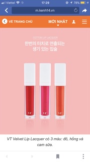 Son kem lì VT - Velvet Lip Lacquer