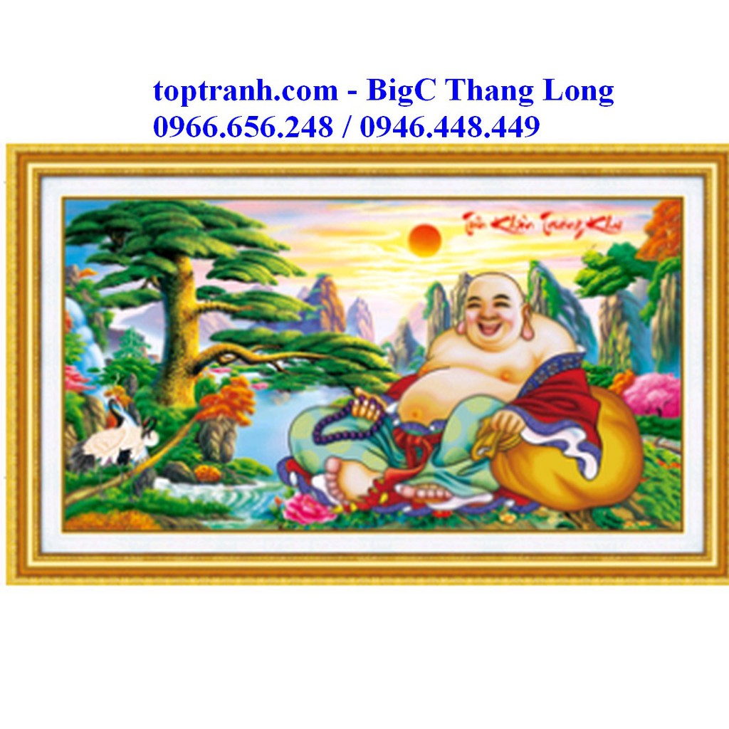 Tranh thêu chữ thập Phật Di Lặc 88886 Tiếu khẩu thường khai