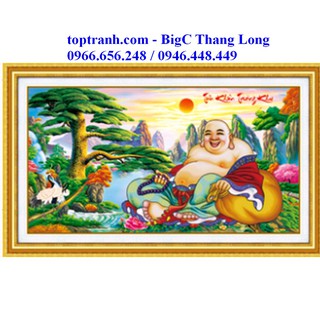 tranh thêu chữ thập Phật Di Lặc 88886 Tiếu khẩu thường khai ( chưa thêu)