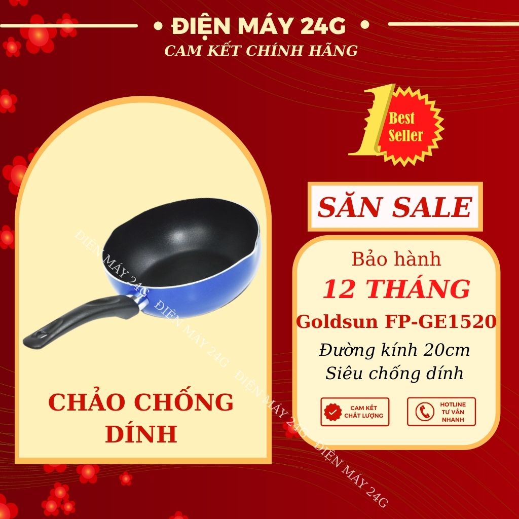 Chảo chống dính Goldsun FP GE1520 20CM chảo nhôm sâu lòng 5 lớp cao cấp hấp thu và giữ nhiệt lâu bảo hành chính hãng