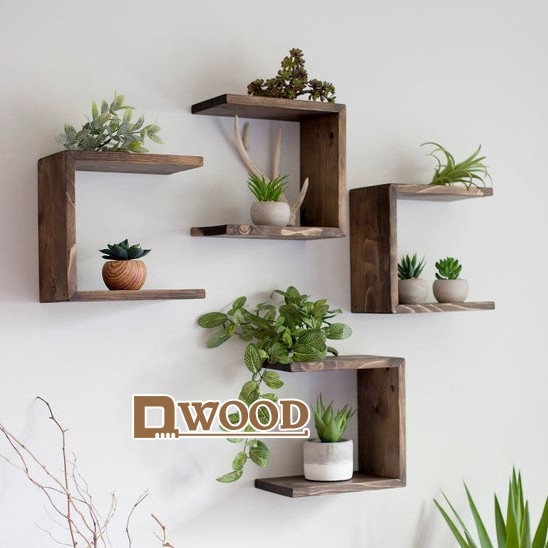 Kệ Gỗ Chữ C Treo Tường Decor Không Gian Dwood