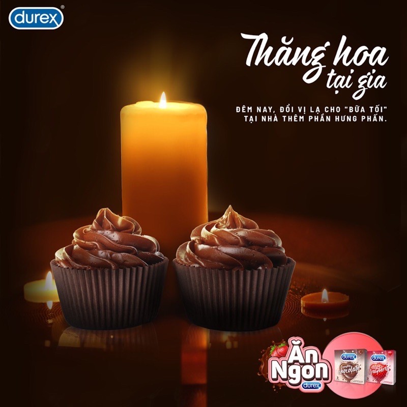 ✅ Bao cao su Durex Flavours vị dâu Tây cùng hạt nổi tăng cảm xúc hộp 3cái