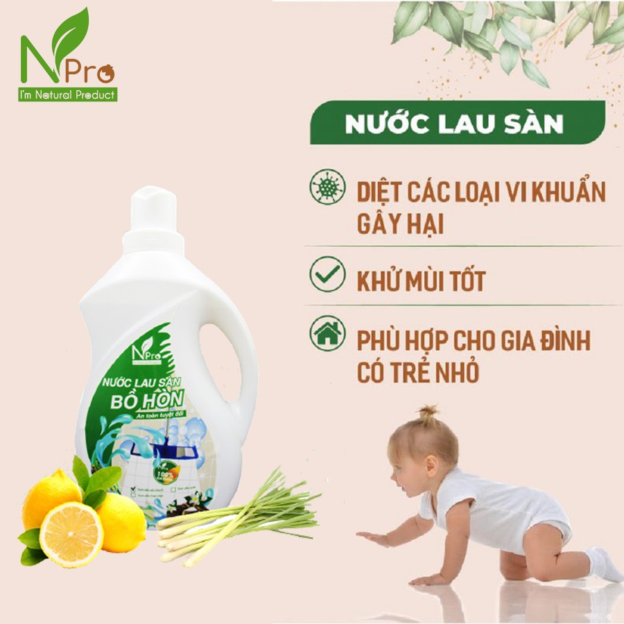 [COMBO] NƯỚC LAU SÀN BỒ HÒN 2L + NƯỚC GIẶT BỒ HÒN 1L - TẶNG TINH DẦU QUẾ / SẢ CHANH THIÊN NHIÊN 100%