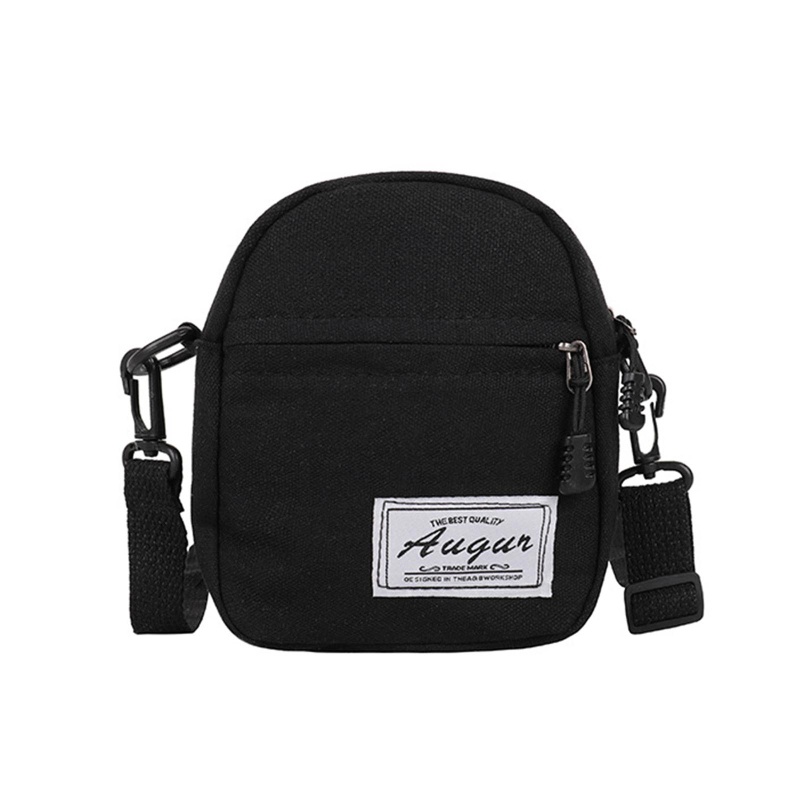 Túi Đeo Chéo Canvas Mini Màu Trơn Có Khóa Kéo Thời Trang Cho Nữ