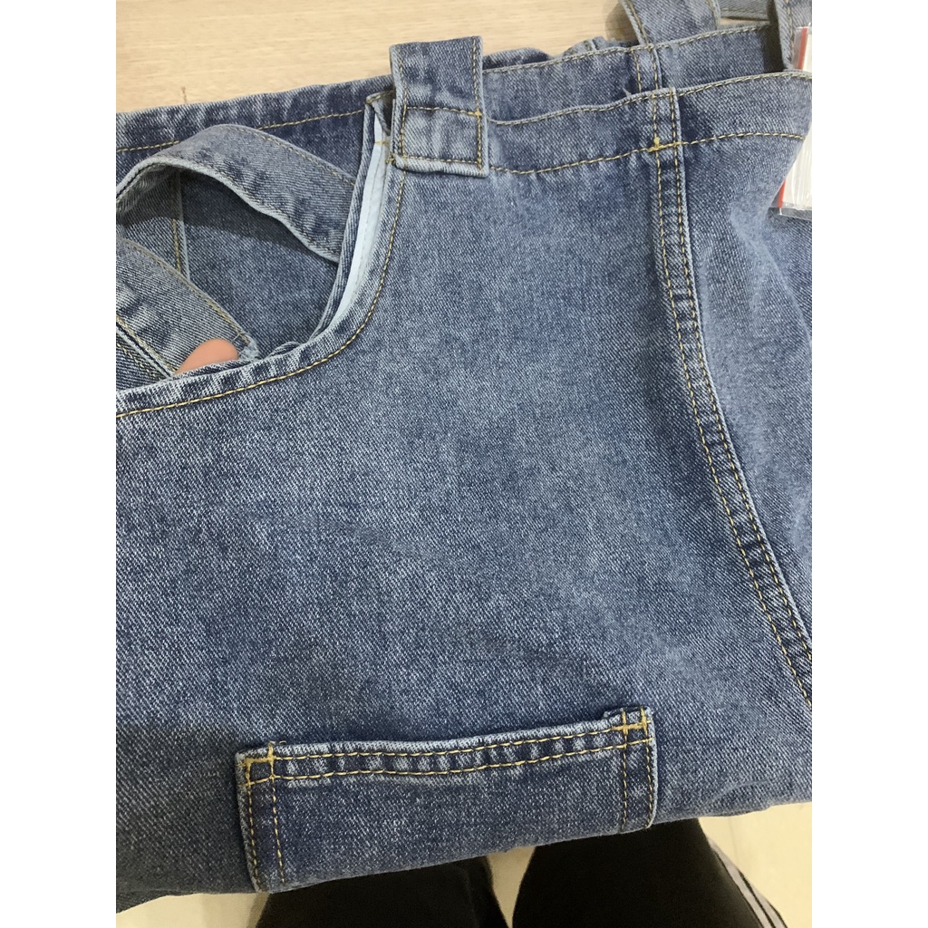 Yếm JEANS form suông rộng rãi cực kỳ thoải mái che khuyết điểm bụng