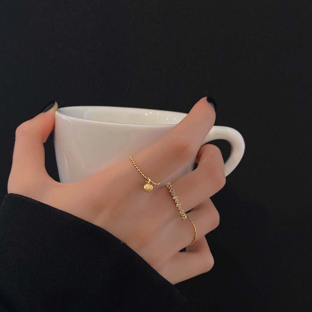 Bộ 3 nhẫn đeo tay Mxbeauty chuỗi hạt bi nhỏ phong cách Hàn Quốc cổ điển