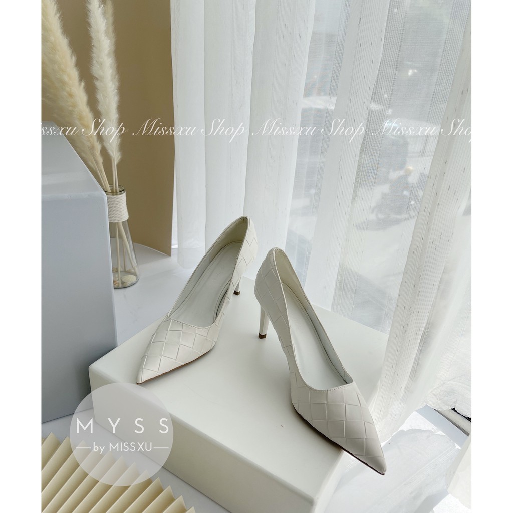 Giày nữ mũi nhọn vân ô 7 cm thời trang MYSS - CG189