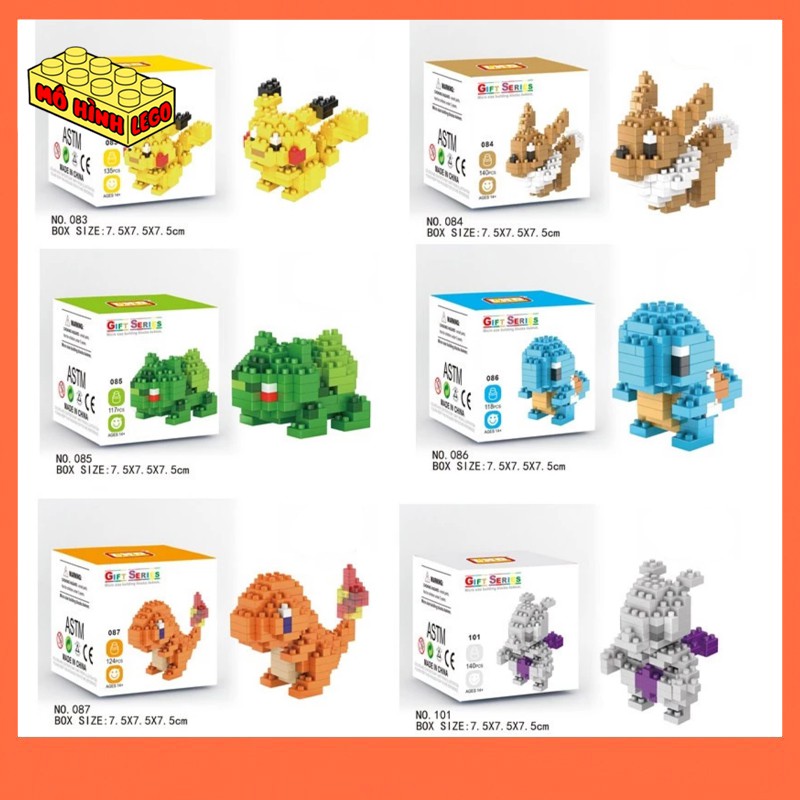 Đồ chơi lắp ráp lego nano block giá rẻ LNO mô hình 3D nhân vật Pokemon mini tùy chọn