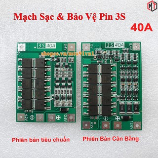  Mạch 3S 12V 40A. Mạch bảo vệ khối pin Lithium ion 3S 18650 26650 Dòng xả cao ổn định 
