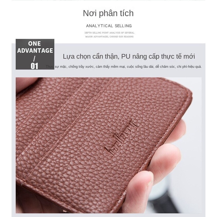 BAELLERRY Ví da đựng thẻ phong cách Hàn Quốc cho nam