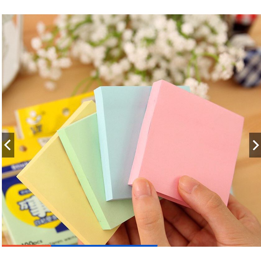 Giấy Note Ghi Chú Sticky Note 4 Màu Pastel Nhiều Kich Thước - 100 Tờ BiBiGa