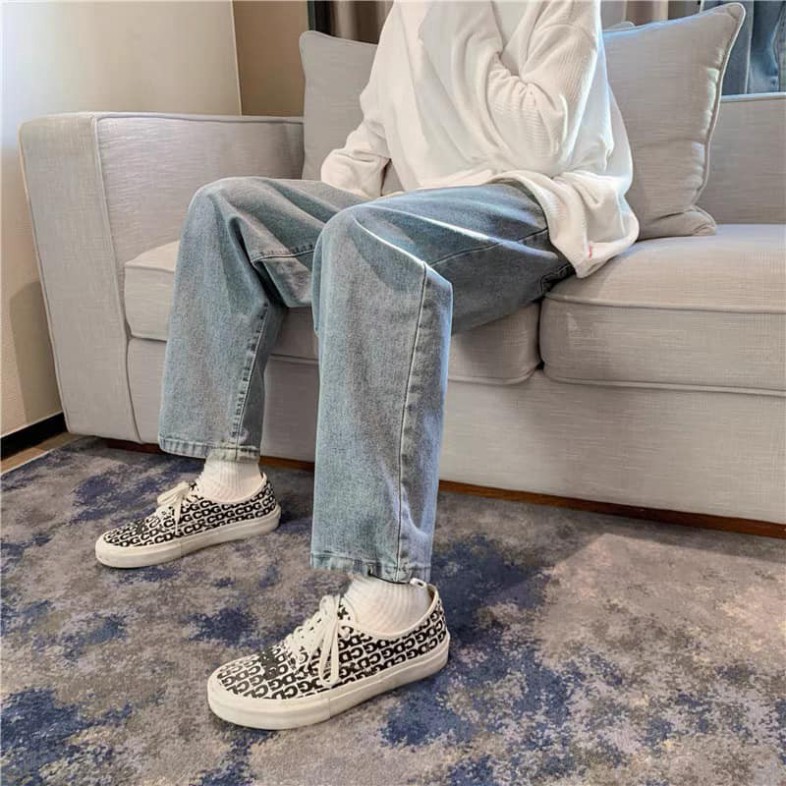 Quần jeans dáng xuông kèm đai buộc- Đổi trả free nếu hàng lôi