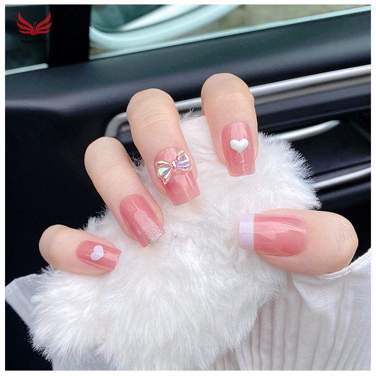 Set 24 móng tay giả dài thời trang cá tính và keo dán trang trí móng nghệ thuật cho nữ