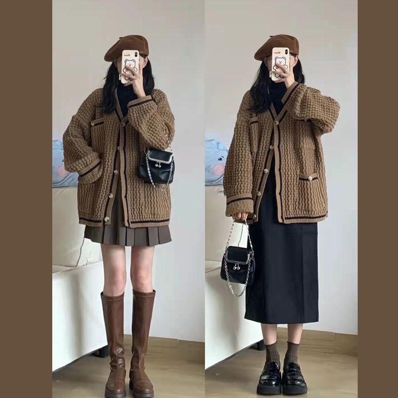 [KÈM ẢNH THẬT] SET ÁO CARDIGAN VÀ CHÂN VÁY PHONG CÁCH VINTAGE 2023