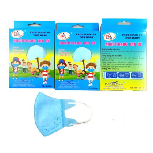 Khẩu trang cho bé 5D Face Mask kháng khuẩn, ngăn ngừa bụi mịn hóa chất độc hại cho bé KTR02 BamBee Mart