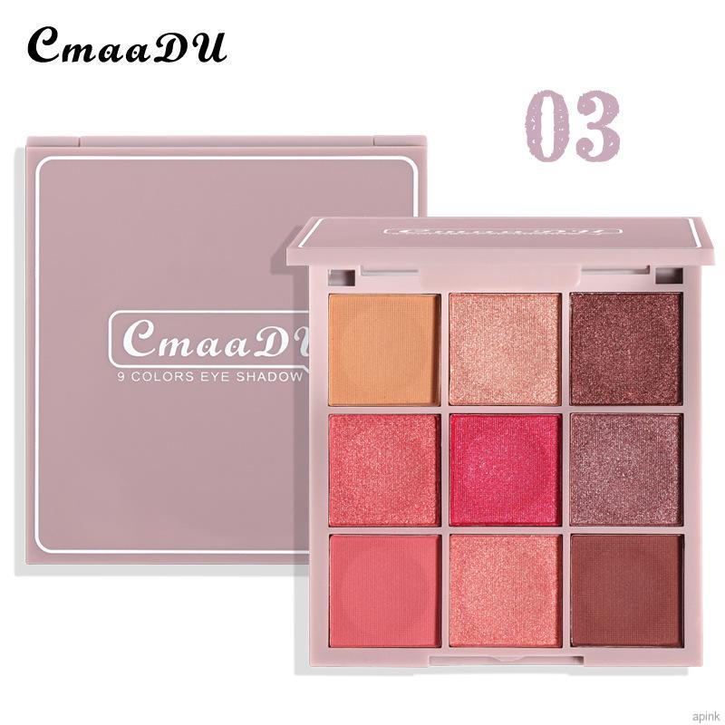 Bảng Phấn Mắt Cmaadu 9 Màu Lì Và Ánh Ngọc Trai Trang Điểm Kháng Nước Tiện Dụng