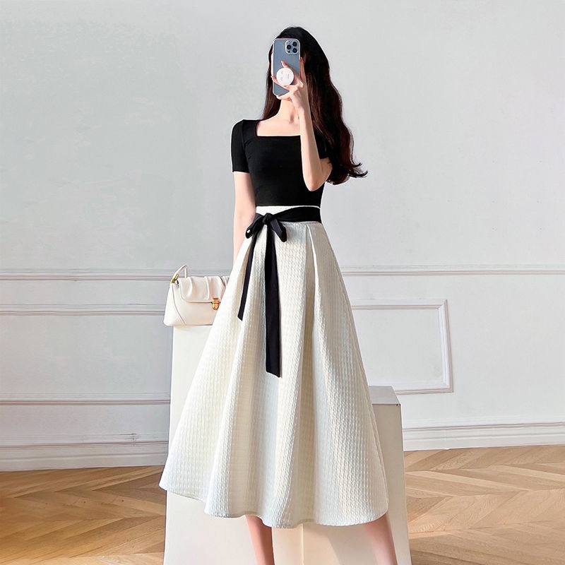 Set Áo Croptop + Chân Váy Chữ A Phong Cách Hàn Quốc Thời Trang Cho Nữ
