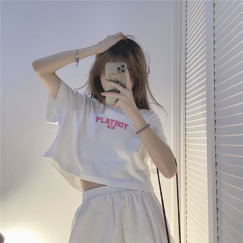 Áo Thun Crotop Form Rộng Unisex Tay Ngắn In Chữ PLAYBOY 1953 Ulzzang Style Hàn Quốc TTT0172