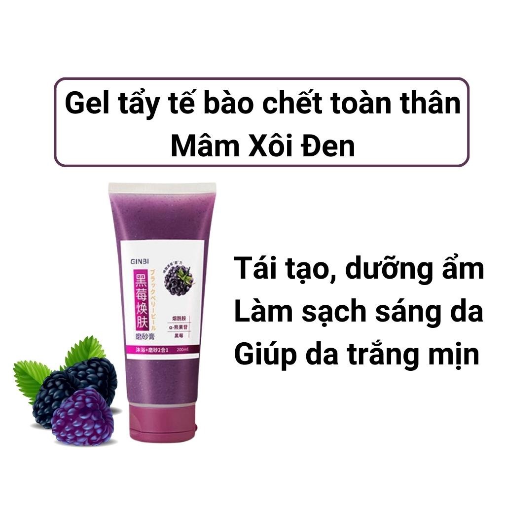 Kem tẩy tế bào chết toàn thân Mâm Xôi Đen ,kem tẩy da chết Dưỡng Trắng Da