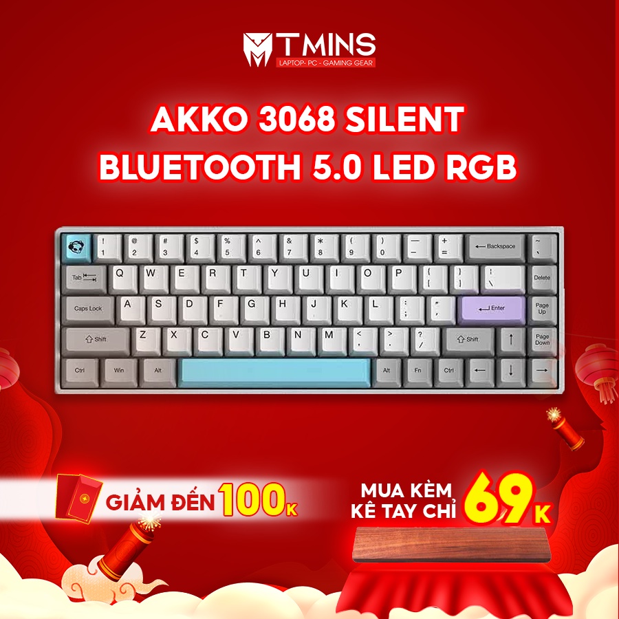 Bàn phím cơ AKKO 3068B Silent Bluetooth 5.0 Led RGB (Akko CS Jelly,3 mode,hotswap ) - Bảo hành 12 tháng