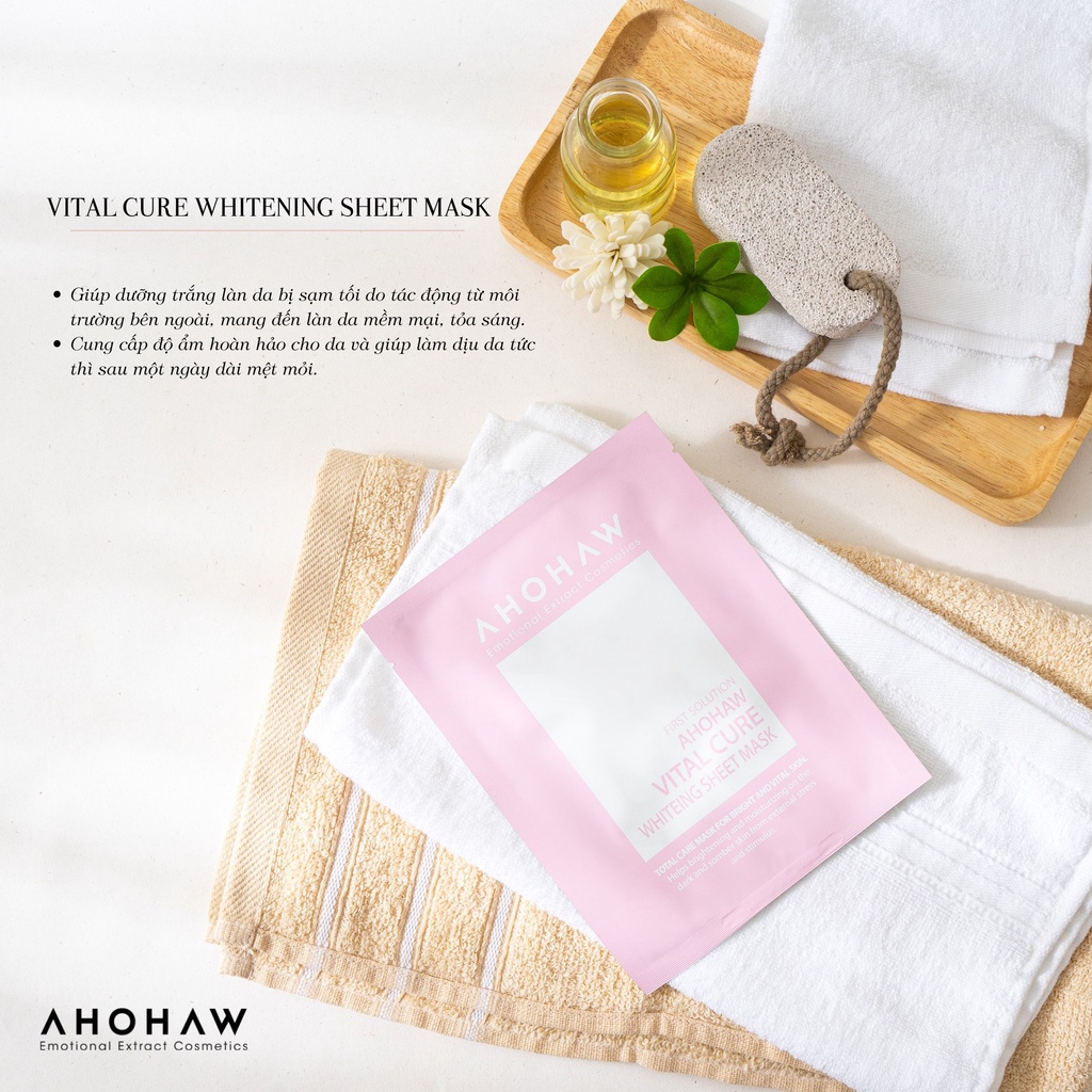Mặt Nạ Giấy Dưỡng Trắng Ahohaw Vital Cure Whitening Sheet Mask- Hàng Chính hãng
