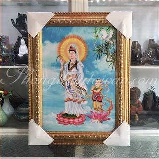 Bài Vị Quan Âm và Đồng Tử (43cm*33cm)(tặng kèm bột ngũ vị bao sái sản phẩm)