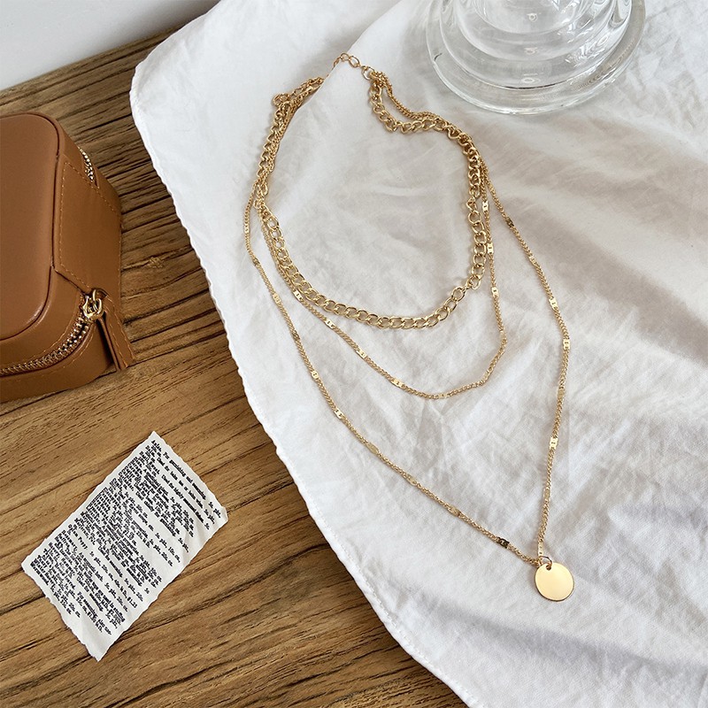 vòng cổ Kim Loại Nhiều Lớp Phong Cách Vintage Thanh Lịch