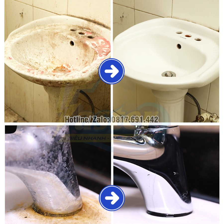 (XỊT LÀ SẠCH) Combo Xịt Tẩy Trắng Bồn Sứ, Tẩy Trắng Gạch Nhà Vệ Sinh Ố Vàng, Xỉn Màu Faster Cera Plus