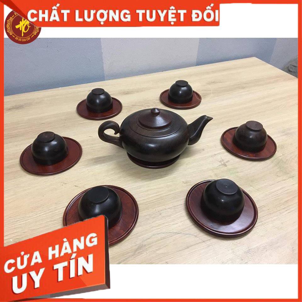 Bộ ấm chén, ấm trà gỗ trắc siêu sang