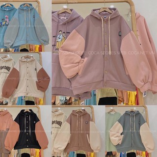 [KN1979]🐷 Áo khoác nỉ pha tay logo STAY REAL (Có sẵn/ảnh thật)