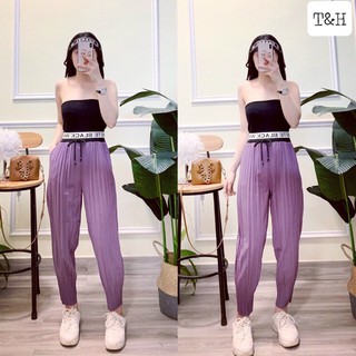 Quần bomber nhăn cạp chữ