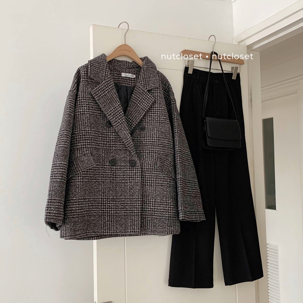 Áo khoác dạ họa tiết kẻ _ A0303 | BigBuy360 - bigbuy360.vn